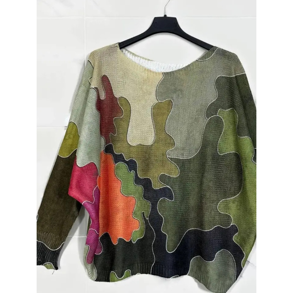L53 Loowie Camo Style Round Neck Printed Sweater One Size